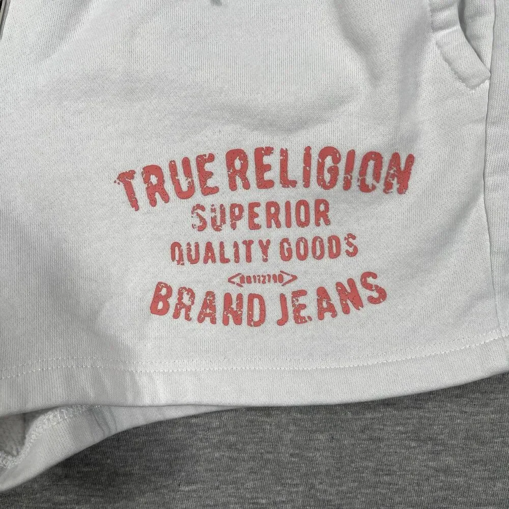 True Religion Sweat Shorts Womens Size S White French Terry Cotton Polyester